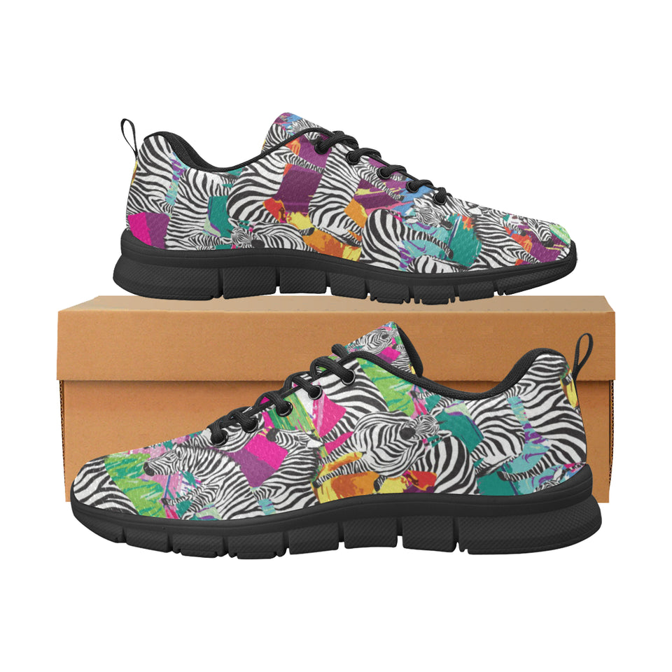 Zebra Colorful Pattern Men's Sneakers Black