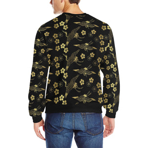 Gold Japanese Theme Pattern Men's Crew Neck Sweatshirt