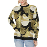 Gold Could Crane Japanese Pattern Women's Crew Neck Sweatshirt