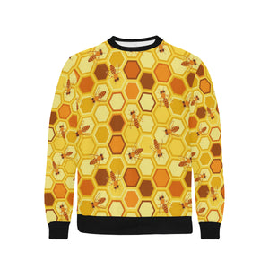 Bee and Honeycomb Pattern Men's Crew Neck Sweatshirt