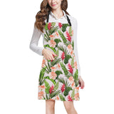 Heliconia Hibiscus Leaves Pattern Adjustable Apron