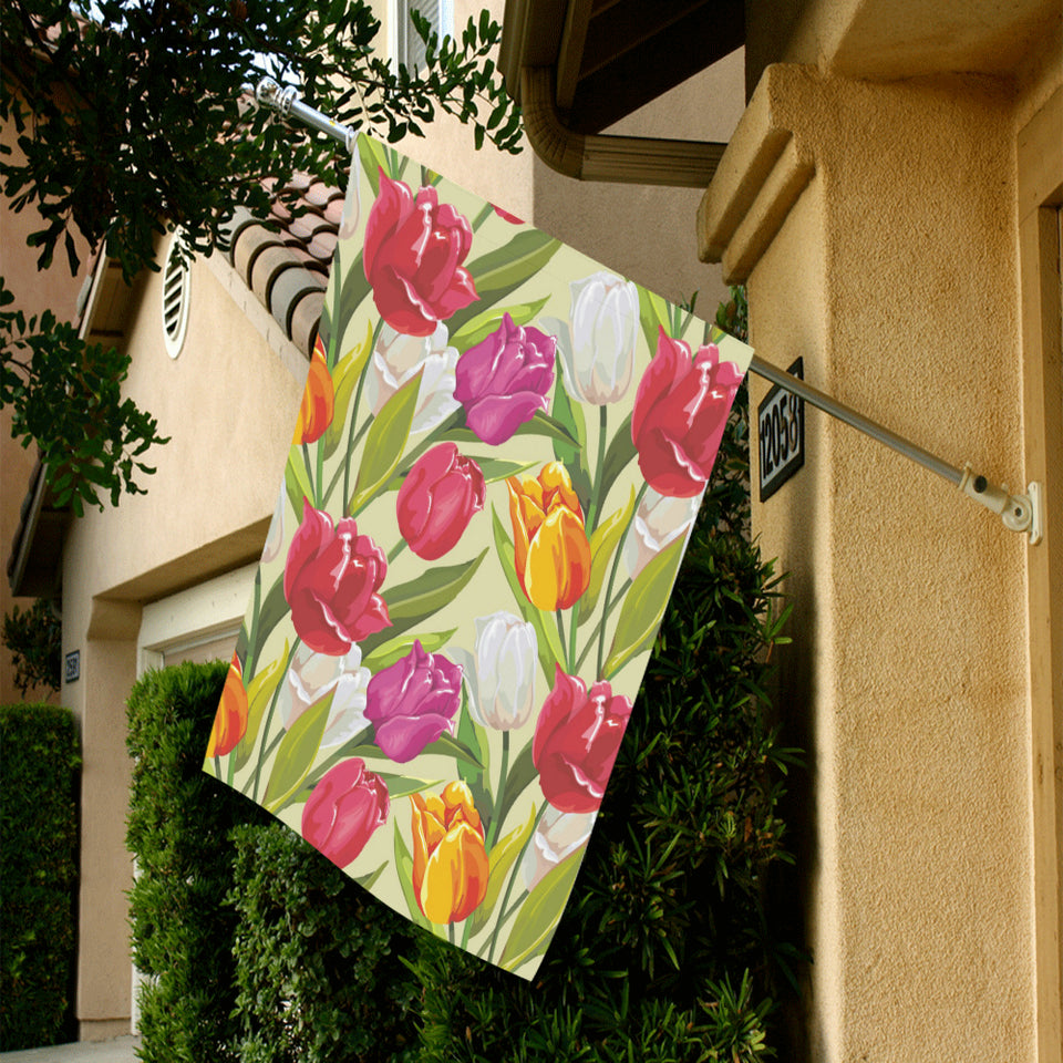Colorful Tulip Pattern House Flag Garden Flag