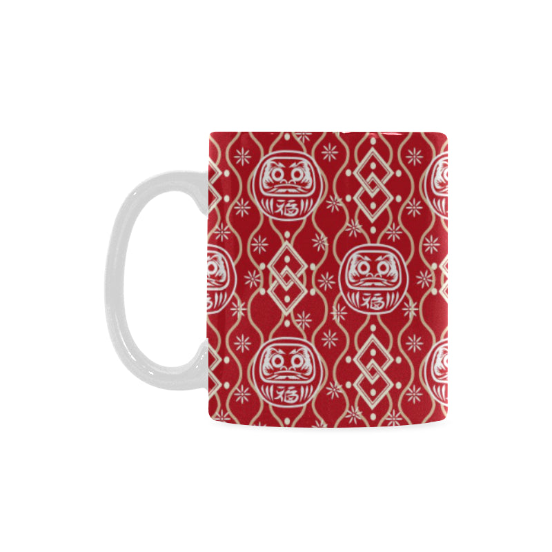 Daruma Red Pattern Classical White Mug (FulFilled In US)