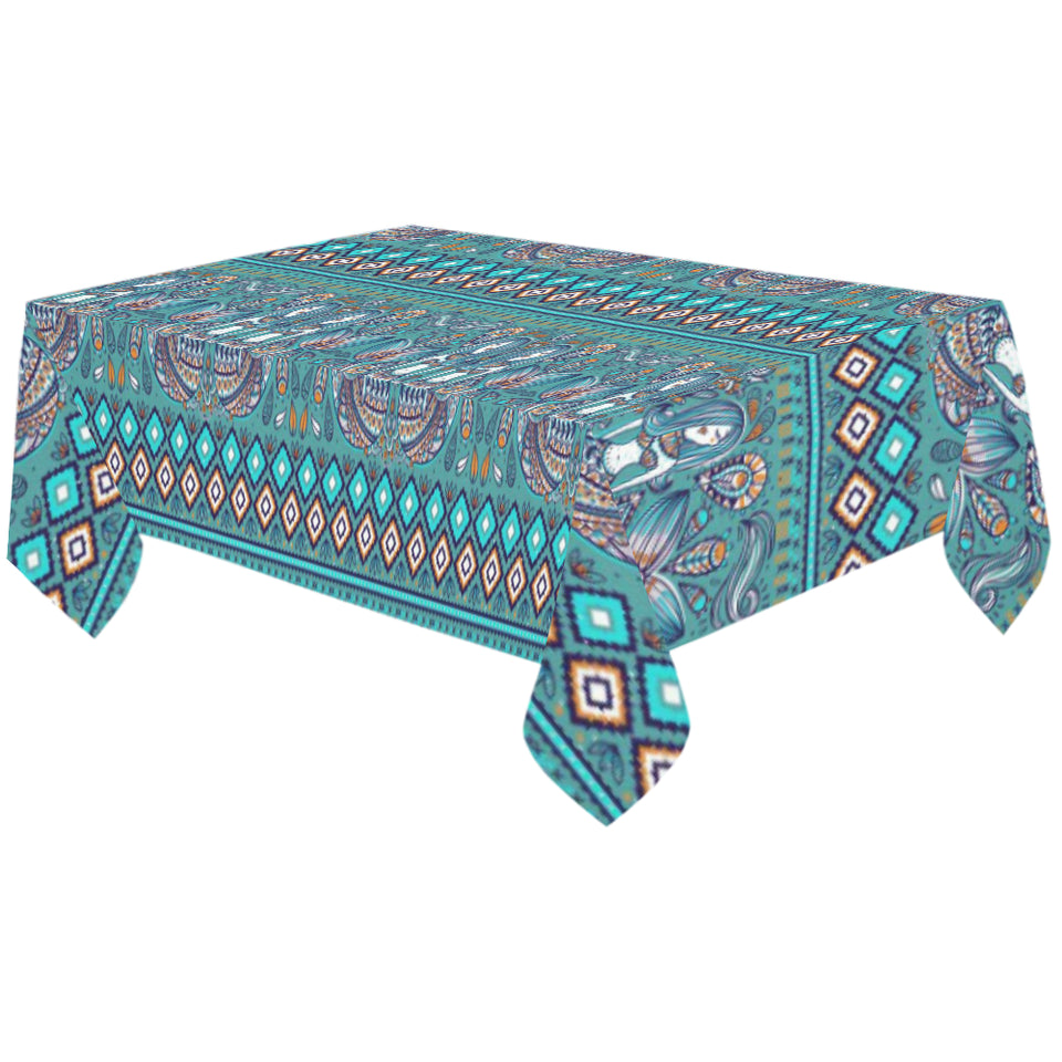 Mermaid Pattern Ethnic Motifs Tablecloth