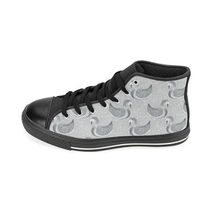 Swan Gray Pattern Men's High Top Canvas Shoes Black