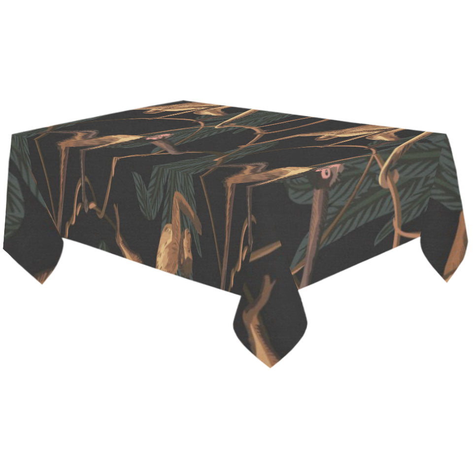 Monkey Pattern Black Background Tablecloth