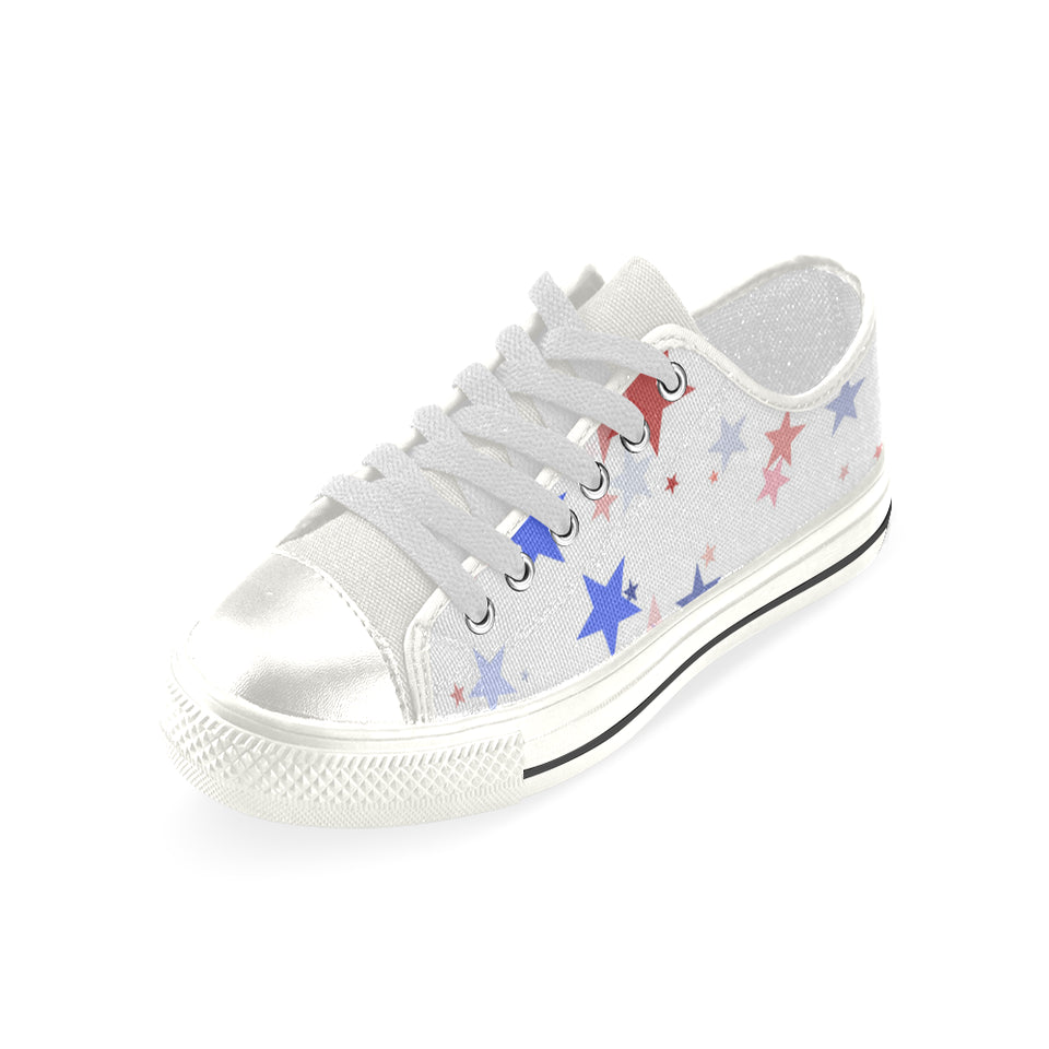 USA Star Pattern Women's Low Top Canvas Shoes White