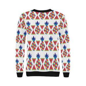 Geometric Pineapple Pattern Women's Crew Neck Sweatshirt
