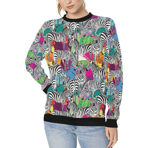 Zebra Colorful Pattern Women's Crew Neck Sweatshirt
