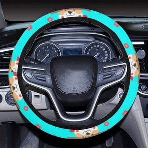 Shiba Inu Japanese Hat Pattern Car Steering Wheel Cover