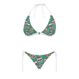 Suger Skull Pattern Green Background Sexy Bikinis Two-Pieces Swimsuits