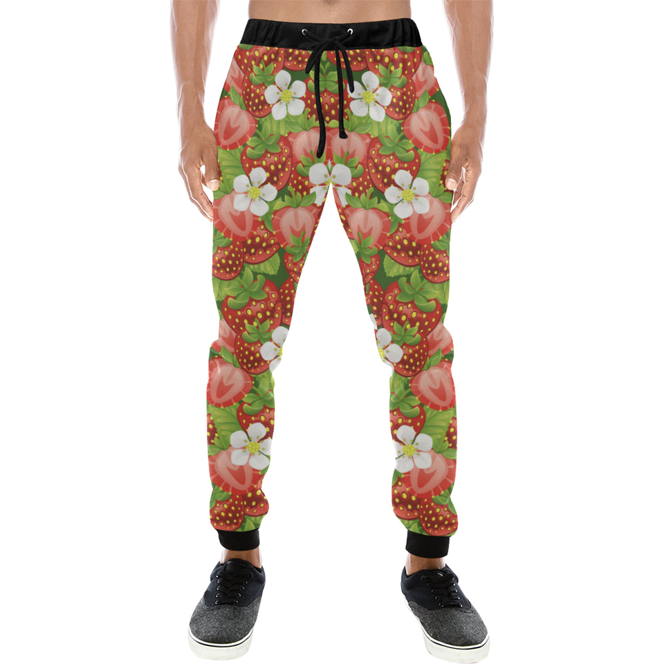 Strawberry Leaves Flower Pattern Unisex Casual Sweatpants