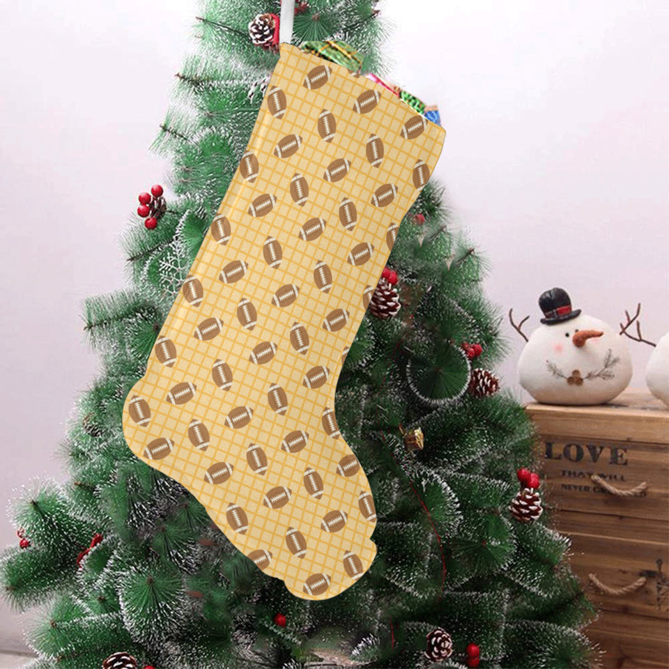 American Football Ball Pattern Yellow Background Christmas Stocking