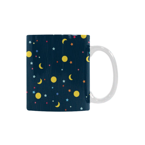 Moon Star Pattern Classical White Mug (FulFilled In US)