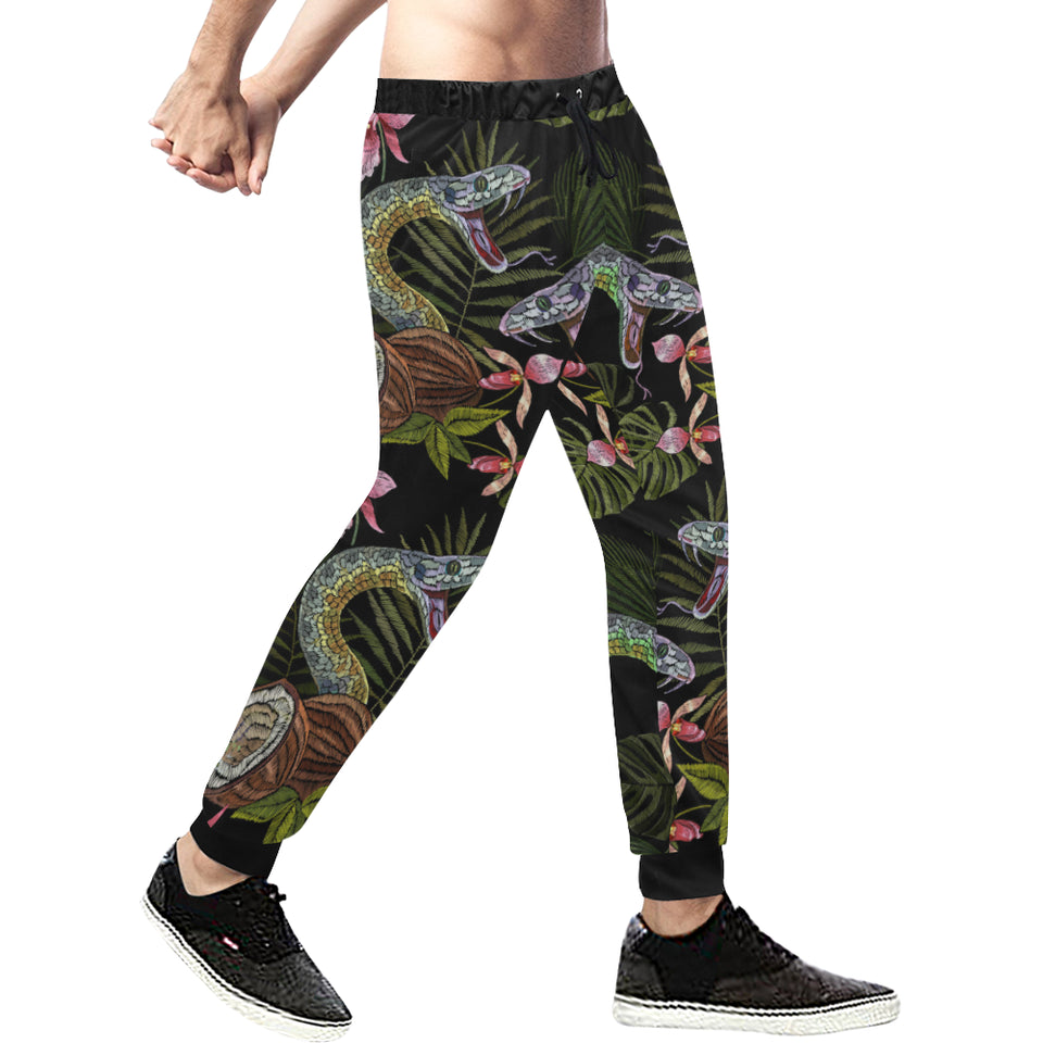 Snake Leaves Coconut Pattern Unisex Casual Sweatpants