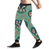 Mermaid Pattern Green Background Unisex Casual Sweatpants