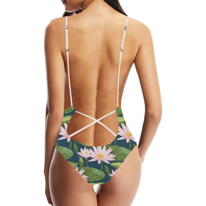 Lotus Waterlily Pattern background Women's One-Piece Swimsuit