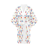 Ice Cream USA Theme Pattern Women's Short Kimono Robe
