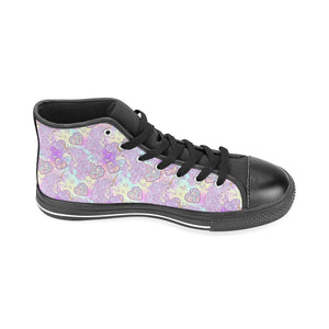 Unicorn Heart Pattern Men's High Top Canvas Shoes Black