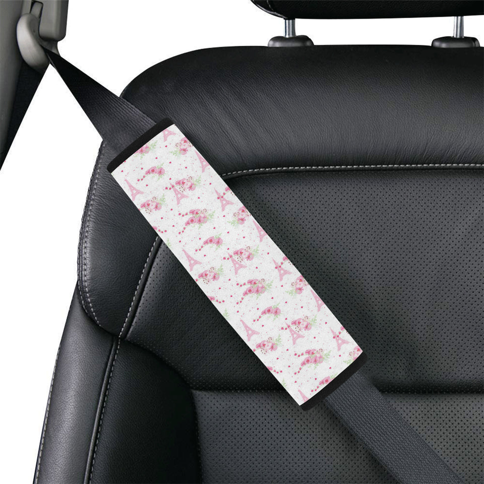 Eiffel Tower Pink Theme Pattern Print Design 05 Car Seat Belt Cover