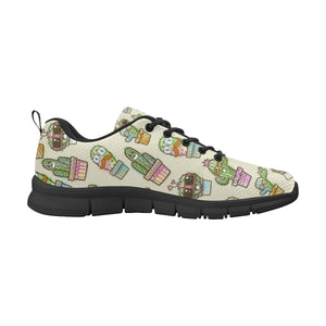 Cute Cactus Pattern Men's Sneakers Black