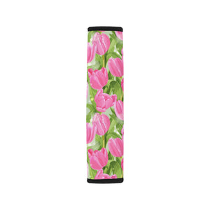 Pink Tulip Pattern Car Seat Belt Cover