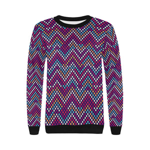 Zigzag Chevron Pokka Dot Aboriginal Pattern Women's Crew Neck Sweatshirt