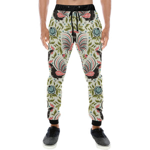 Rooster Chicken Leaves Pattern Unisex Casual Sweatpants