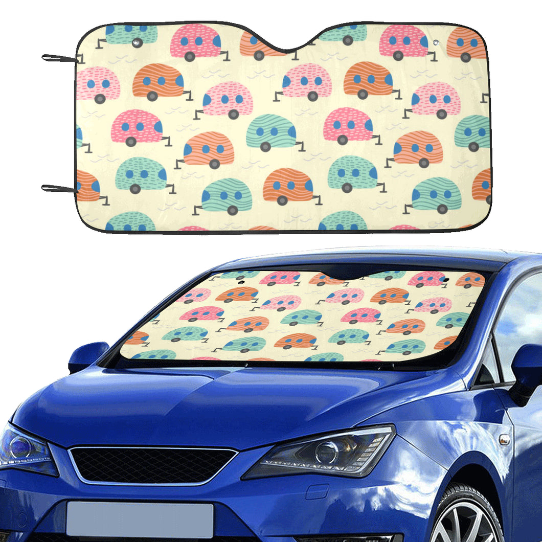 Camper Van Pattern Print Design 04 Car Sun Shade