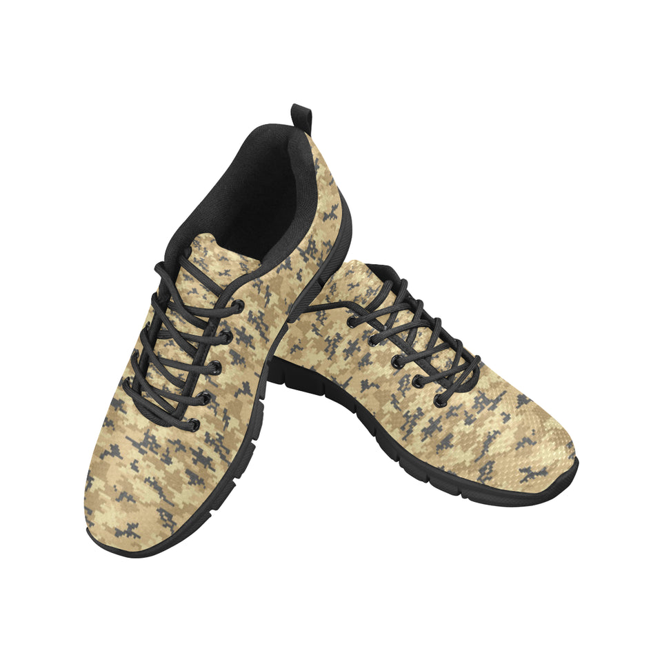 Sand Camo Camouflage Pattern Men's Sneakers Black