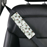 White Orchid Pattern Car Seat Belt Cover