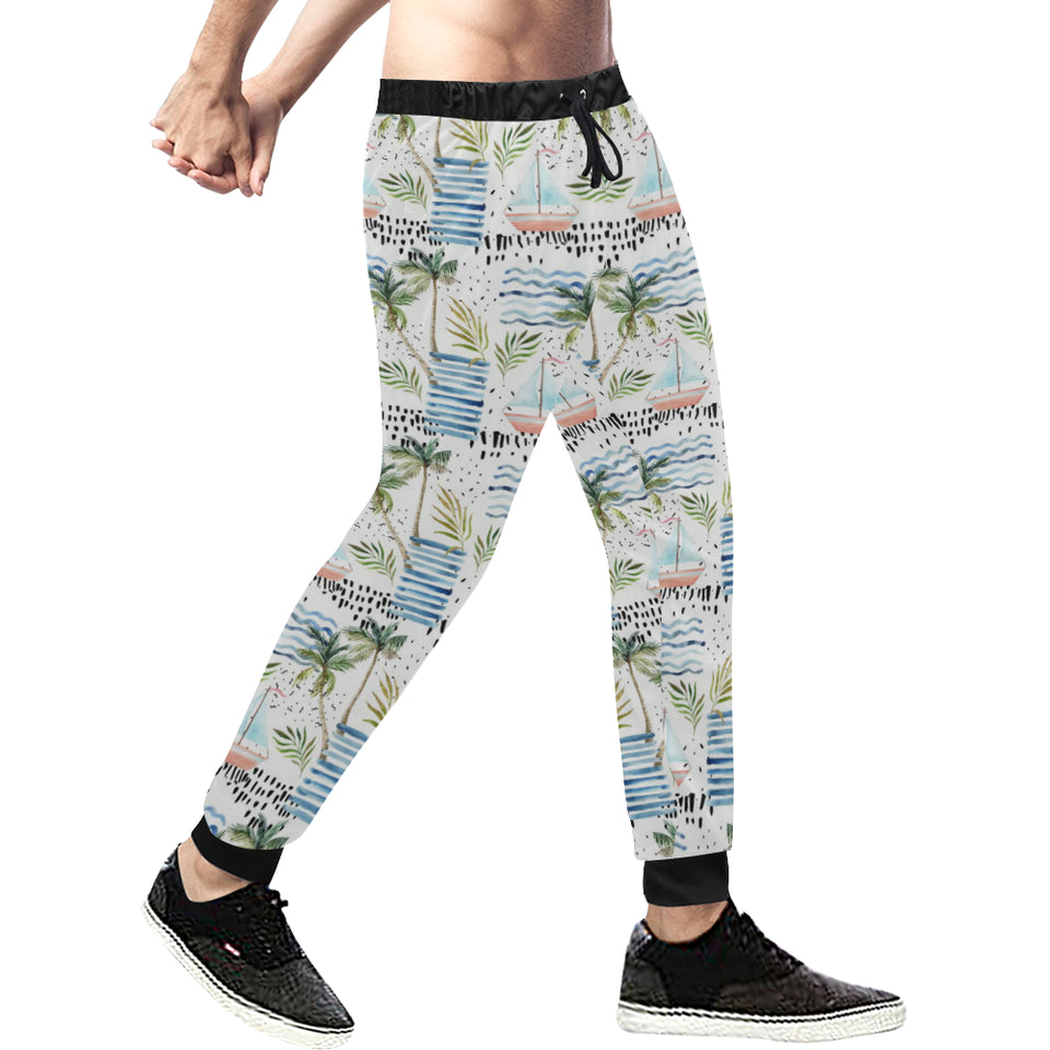 Sailboat Pattern Theme Unisex Casual Sweatpants