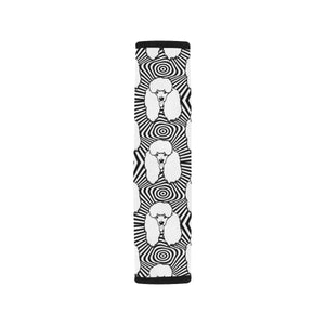 Black and White Poodle Pattern Car Seat Belt Cover