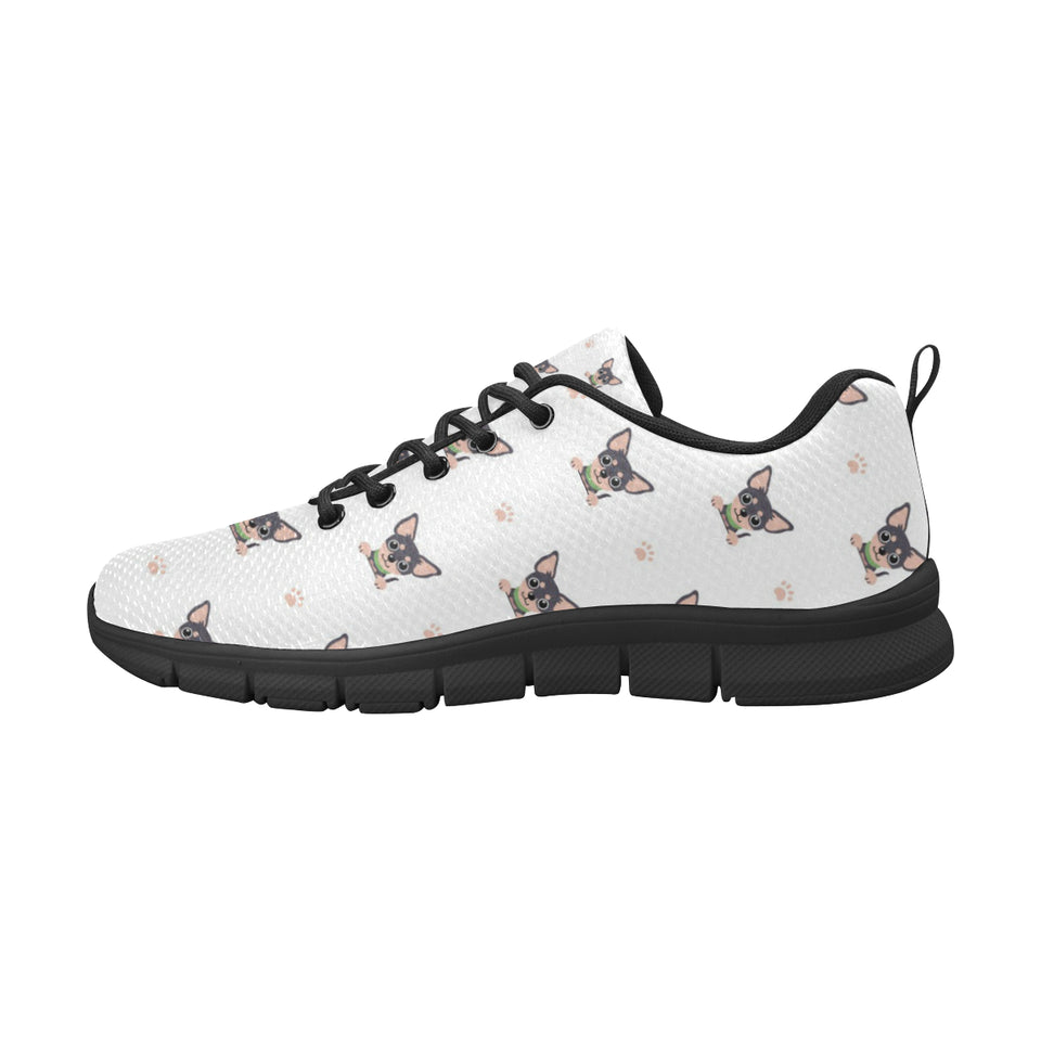 Cute Chihuahua Paw Pattern Men's Sneakers Black