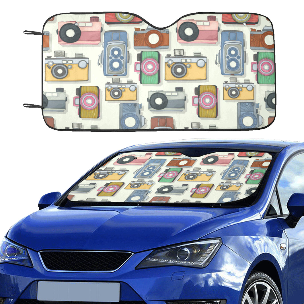 Camera Pattern Print Design 05 Car Sun Shade