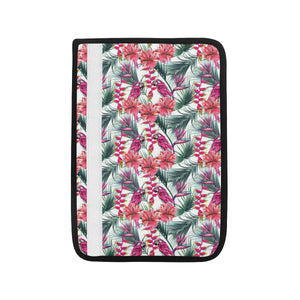 Pink Parrot Heliconia Pattern Car Seat Belt Cover