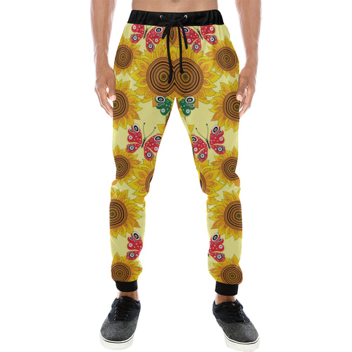 Sunflower Butterfly Pattern Unisex Casual Sweatpants