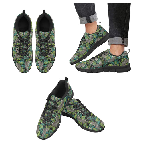 Leopard Leaves Pattern Men's Sneakers Black