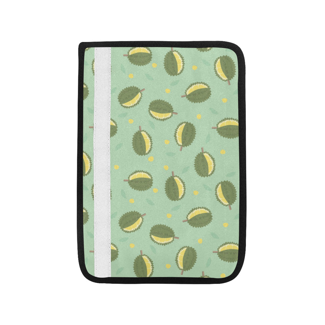 Durian Pattern Green Background Car Seat Belt Cover