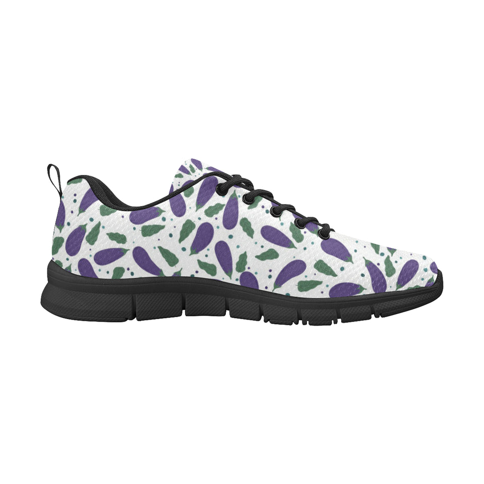 Eggplant Pattern Print Design 05 Women's Sneakers Black