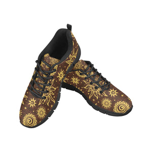 Hand Drawn Sun Pattern Men's Sneakers Black