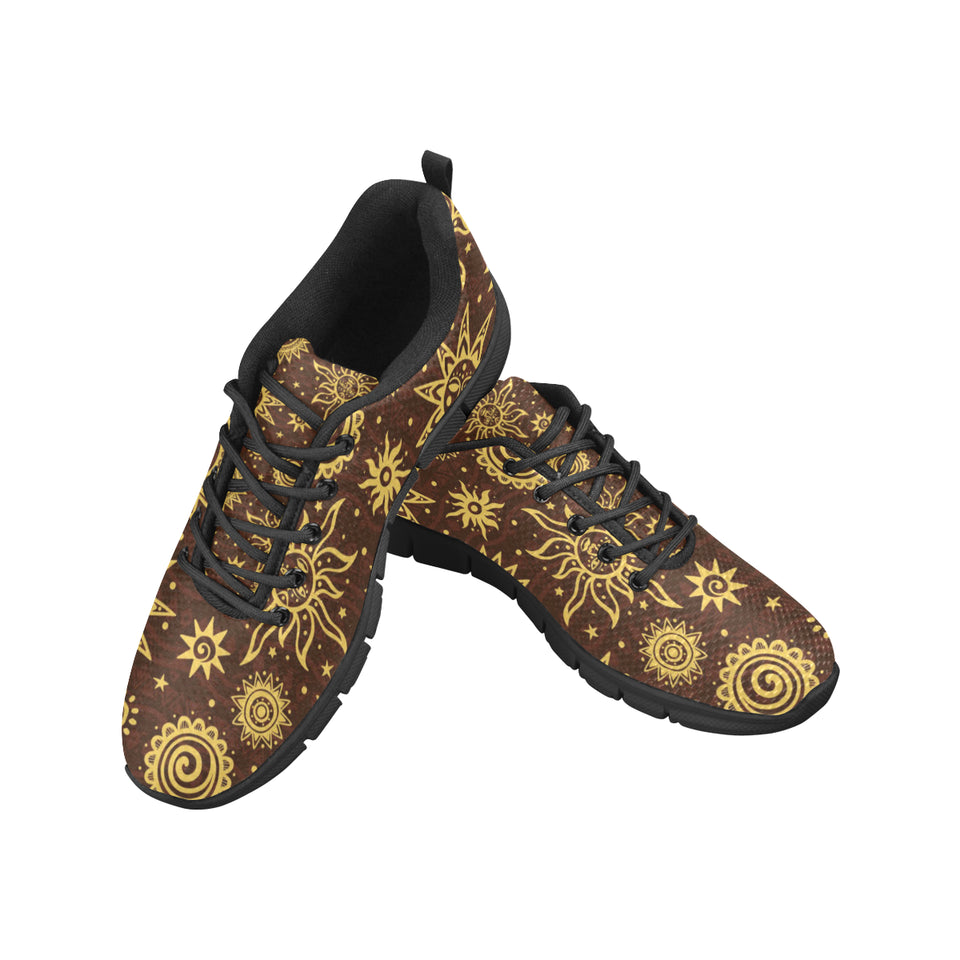 Hand Drawn Sun Pattern Men's Sneakers Black