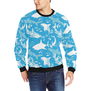 Shark Pattern Blue Theme Men's Crew Neck Sweatshirt