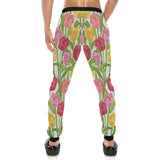 Pink Red Yellow Tulip Pattern Unisex Casual Sweatpants