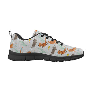 Swimming Fish Otter Pattern Men's Sneakers Black