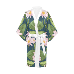 Lotus Waterlily Pattern background Women's Short Kimono Robe