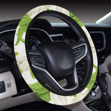 White Tulip Pattern Car Steering Wheel Cover