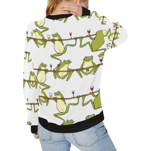 Frog drunk Pattern Women's Crew Neck Sweatshirt