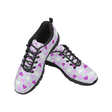 Heart Purple Pokka Dot Pattern Men's Sneakers Black