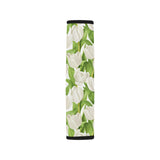 White Tulip Pattern Car Seat Belt Cover